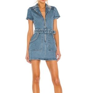 “Outlaw Dress in Tide” Denim Zip-Up Mini Dress